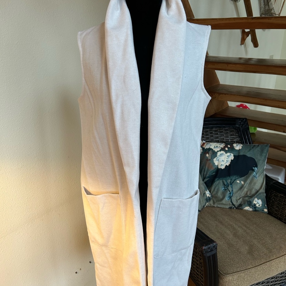 Joie Cream Long Sleeveless Duster Vest